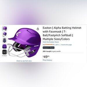 Easton Alpha Purple Helmet size medium/large softball t-ball